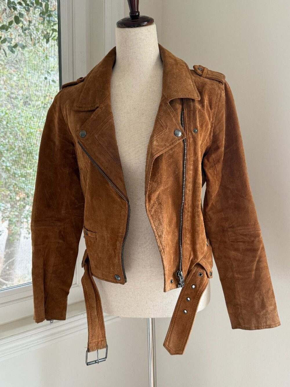 100% Suede BlankNYC suede moto jacket size M